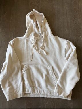 rag & bone Pierce V-Neck French Terry Hoodie - Antique White - Size M